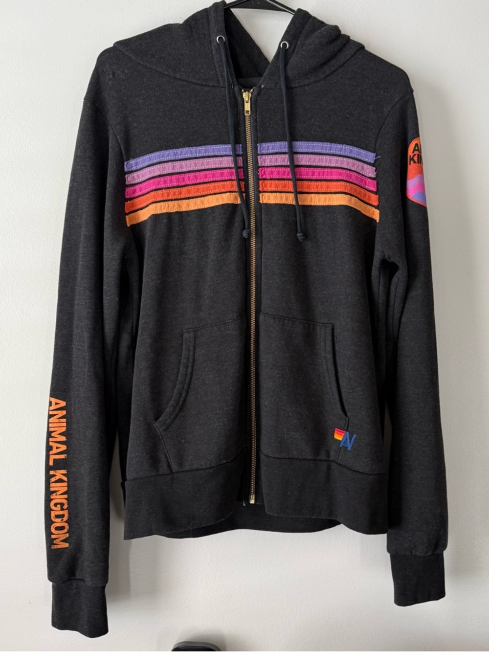 Aviator Nation Rare 5 Stripe Full Zip Hoodie Animal Kingdom Promo Women's Med